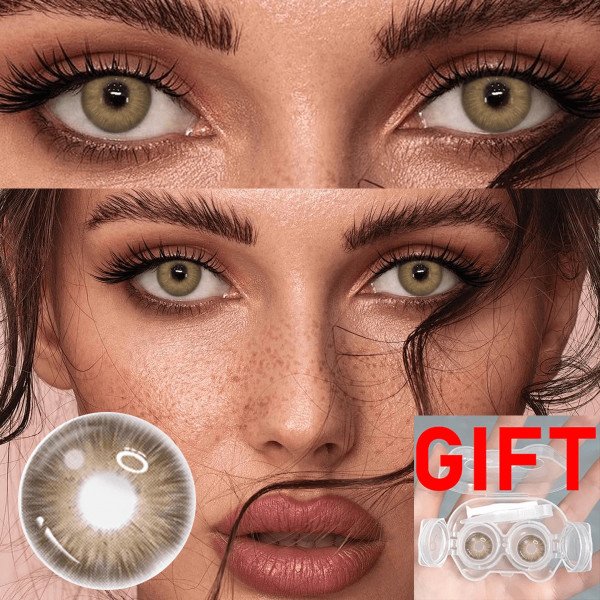 Christmas Green Contact Lenses, Cat-Shaped Contact Lens Case, Moisturizing Type, Suitable For Christmas Use, Single-Use For One Year, Can Be Worn Daily, Is A Selected Christmas Gift, A Prop For Creating A Christmas Atmosphere, Suitable For Makeup Parties,