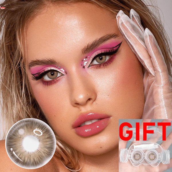 Christmas Green Contact Lenses, Cat-Shaped Contact Lens Case, Moisturizing Type, Suitable For Christmas Use, Single-Use For One Year, Can Be Worn Daily, Is A Selected Christmas Gift, A Prop For Creating A Christmas Atmosphere, Suitable For Makeup Parties,
