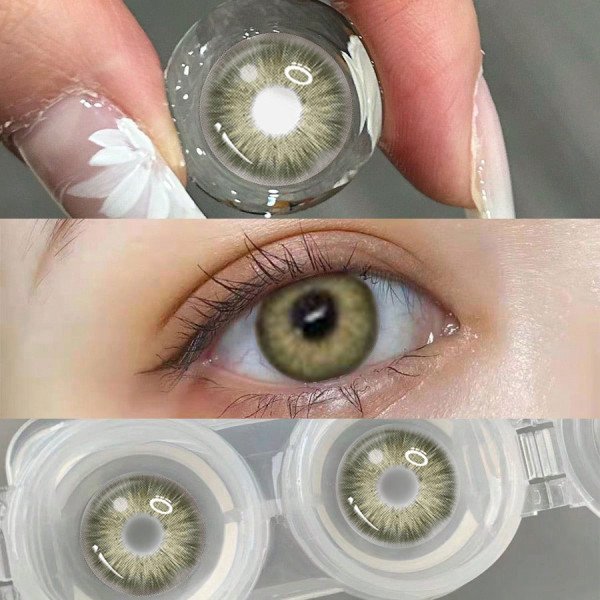 Christmas Green Contact Lenses, Cat-Shaped Contact Lens Case, Moisturizing Type, Suitable For Christmas Use, Single-Use For One Year, Can Be Worn Daily, Is A Selected Christmas Gift, A Prop For Creating A Christmas Atmosphere, Suitable For Makeup Parties,